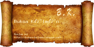 Buksa Kálmán névjegykártya